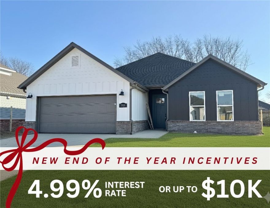 Fence, blinds and gutters included! Discover your dream home in the new neighborhood- Jacob's Crossing. Fredrick plan with 1 level, garage on the left & West facing! 10 ft ceilings in the living room, linear electric fireplace, LVP flooring throughout the main living areas & primary bedroom, quartz countertops & more. Chef's kitchen boasting frigidaire stainless steel appliances, gas range, pantry, quartz countertops, bar pull handles, large island & gorgeous backsplash. Luxurious primary bedroom features abundant natural light, while the spa-like primary bathroom offers a walk-in shower, double sinks, tub & spacious walk-in closets. Additional features include three large secondary bedrooms and a separate laundry room. Nestled on a generous lot with covered patio that overlooks the serene sodded, fully fenced backyard, creating an exceptional living experience. Sturdy concrete siding & brick! Model home located at 3631 Tranquility St-Lot 1.