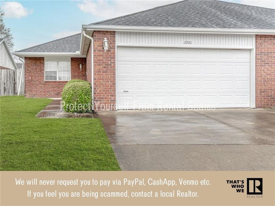 One level open floor plan - carpet free and wood privacy fence. Recently painted, new vinyl flooring & countertops. Refrigerator provided. Convenient location close to schools, shopping, Veterans Park, Lake Atalanta and Beaver Lake!