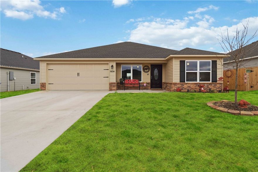 Built in 2024, this charming home features a well-designed split floor plan with 4 bedrooms, 2 bathrooms, and a spacious living area with durable LVP flooring throughout the main areas. The inviting covered front entry and attractive landscaping create great curb appeal, while the kitchen offers granite countertops, energy-efficient appliances and a pantry for added storage. The laundry room is conveniently located just off the garage, and the private primary suite includes a walk-in closet and en-suite bath. Ceiling fans have been added in all bedrooms for extra comfort. Don’t miss your chance to make this beautiful home yours, schedule your private showing today!