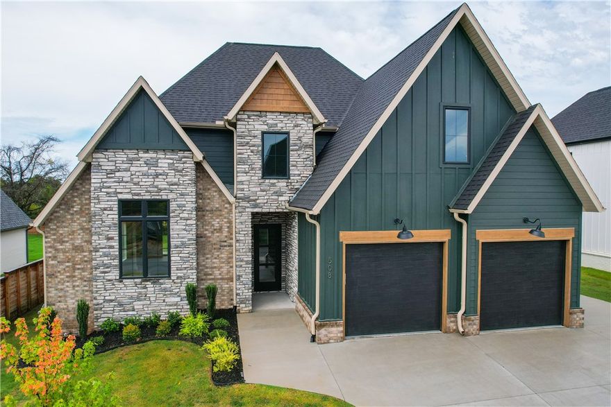 Come check out this brand new, 5 bed/3.5 bath home, less then 10 minutes from the Bentonville square. This house features a stunning primary suite, unique fireplace, spacious backyard, enough rooms for a big family, and a beautiful kitchen perfect for entertaining! Even more extras include three car garage that provides room for all the extras, and front and back fully sodded yard with sprinkler system. Schedule your showing today to see this luxury home. It won't last long! Agent owned.