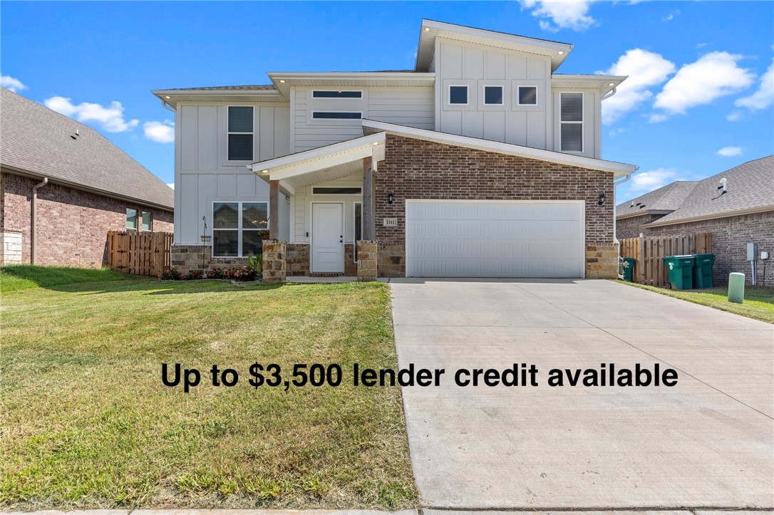 Nearly New Home in Prairie Brook subdivision!
Built in 2023, this north-facing, two-story home offers abundant natural light and stylish upgrades. The open kitchen features upgraded cabinets and white quartz countertops, seamlessly connecting to a formal dining room. The home also offers two spacious family roomsāone upstairs and one downstairs. A gas fireplace adds warmth to the main living area, complemented by ceramic tile floors throughout the first floor and wet areas.
Upstairs, youāll find three bedrooms, including a primary suite with new LVP flooring and a private office space. The primary bath includes double vanities for added convenience.
Enjoy outdoor living on the covered patio in the privately fenced backyard. Located in the Bentonville School District.
