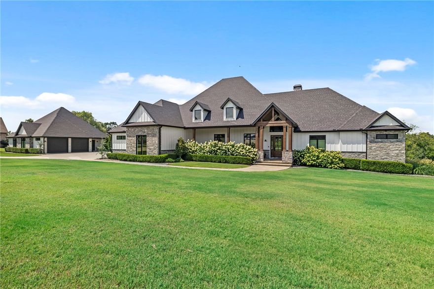 Stunning Springdale estate with main home + detached guest house in a family- & dog-friendly neighborhood. Main home features refinished solid white oak hardwood floors, solid wood doors, real wood-burning fireplace (gas-ready), Control4 Home Automation, custom automated PowerShades, & instant hot water throughout. Enjoy low-maintenance patterned stained concrete patios front & back, plus a private pool. Ample storage with 2 large attics & extensive crawl space. Invisible Fence with approx. 2-acre coverage. Guest house offers private living with bedroom, two bathrooms, washer and dryer hook ups, kitchen, & garage—ideal for in-laws, guests, or rental income. Minutes to top schools, shopping, dining, & all NWA has to offer.