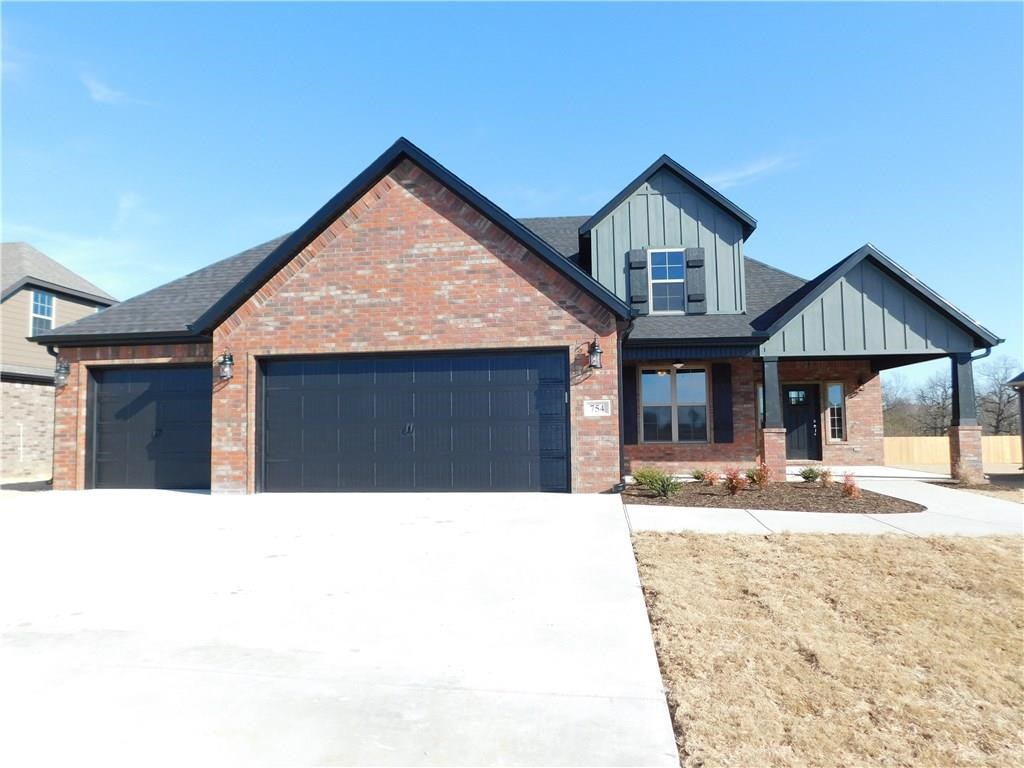 Amazing new 5 bedroom, 3 bath, 3 car garage home, 2500 sf, open floor plan, large living room, beautiful kitchen, inviting spacious covered back porch and covered front porch. The 5th bedroom upstairs could be used as a bonus room/living area. Currently in Har-Ber High School district with easy access to I-49. Check it out!