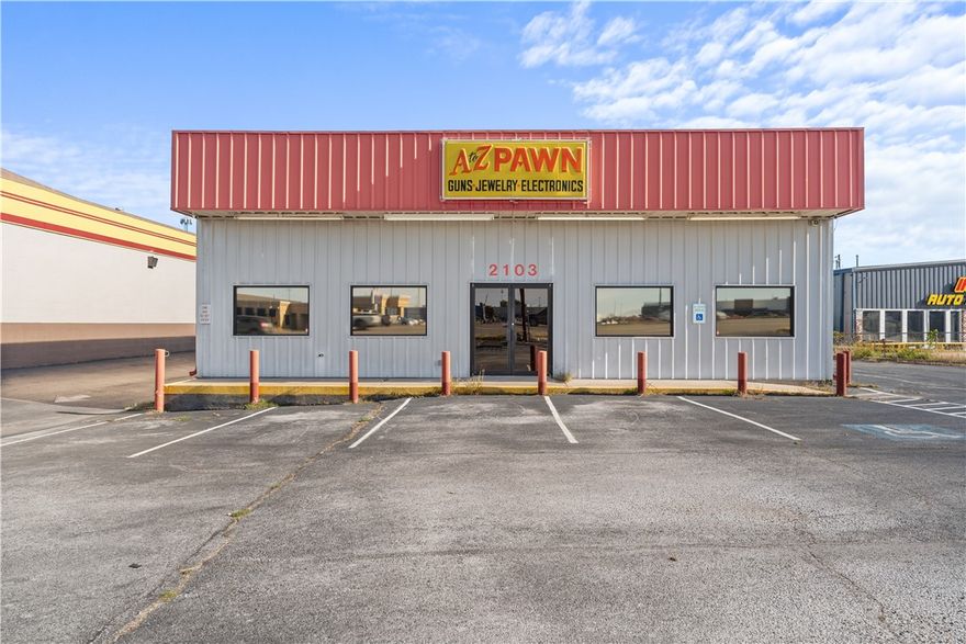 Commercial Property with Highway Frontage

This .68-acre lot features a 3,380 sq. ft. building with 123 feet of highway frontage and C2 zoning. Two access points provide easy entry, and 16 front parking spaces ensure convenience.

The building includes 14’ ceilings, a large backroom, a drive-thru door/window, an office space, and two restrooms (one full, one half). The back green space allows for potential expansion or additional parking.

Located in a high-traffic area near Walmart, Dollar General, Aldi, Walgreens, and more. Contact the city for zoning approvals, variances, or CUPs.