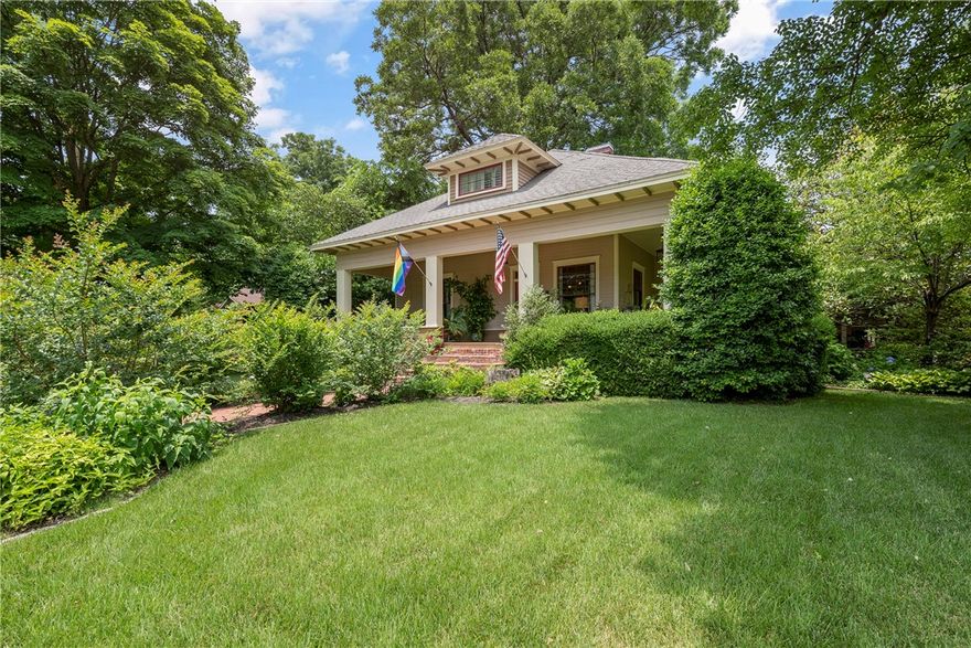 Built in 1913, this iconic Craftsman home is a rare find in downtown Bentonville, just a short walk to the Square. Thoughtfully restored, it retains its timeless character while offering the comfort of modern updates. Step inside to discover fresh paint throughout, new carpet upstairs, and beautifully renewed living spaces that balance historic detail with today’s conveniences.
Recent improvements include a new roof, new HVAC systems, and numerous interior updates that ensure peace of mind for years to come. With its inviting front porch, classic Craftsman lines, and private backyard oasis with pool, this home offers both charm and livability in one of the most sought-after locations in Northwest Arkansas.  New photos coming soon!
