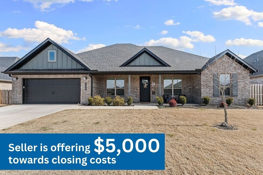 Built in 2023, this like-new 4-bedroom, 2-bath home offers modern design, fresh finishes, and an easy, open layout. The bright kitchen and living area create the perfect gathering space, while the private primary suite provides comfort and convenience. Enjoy an oversized laundry room with a built-in drop zone and extra counter space for added convenience and storage. Step outside to a covered patio overlooking a large backyard, complete with an 8x12 storage shed for tools, hobbies, or outdoor gear. With updated systems, energy efficiency, and minimal maintenance, this home is move-in ready.