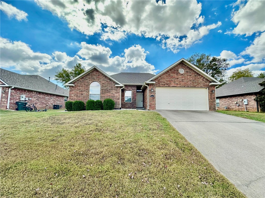 All brick 3-bedroom home in prime location just a short walk to trails and minutes from I49 for an easy commute. Split floor plan with hardwood and vinyl flooring throughout. Freshly painted walls. Large covered deck in private backyard with raised garden beds. Roof and gutters replaced in 2020. Primary bedroom is large with sitting area. His and hers walk-in closets and whirlpool tub.