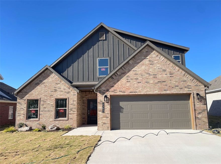 Beautiful New Construction Home in Heritage Ranch Subdivision! This 2,148 SF home has 4 bedrooms, spacious open living, abundant storage, and large covered patio. Foyer entry welcomes you in with garage access to the right and a guest bedroom and bathroom to the left. The living room boasts vaulted ceilings and a fireplace feature, along with great natural light. Gorgeous LVP flooring throughout the living areas. The kitchen is open to living and dining, perfect setup for everyday and entertaining. A massive pantry offers amazing storage space. Bright dining area with backyard views. The primary suite is a spacious and relaxing retreat with attached bath featuring a large shower, soaking tub, and WIC connecting to laundry. Upstairs are two guest bedrooms and guest bath. 2 car garage has extra storage closet. The covered patio is an excellent outdoor living space and enjoy your yard space. Located next to Schools, Aquatic Center, and Parks. Nearby John Brown University and historic Downtown Siloam Springs.