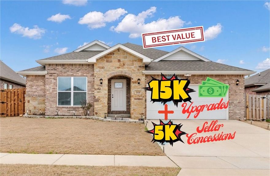 With several homes available in this area, buyers have choices, but this home stands out for its combination of upgrades, condition, and price. The seller has priced the home aggressively to sell and is offering a $5,050 buyer credit with an acceptable offer that can help with closing costs or a rate buy-down. This north-facing, single-level home is only 4 years old and includes about $15,000 in upgrades, including enhanced lighting, upgraded finishes, and thoughtful improvements. It offers 3 bedrooms, 2 bathrooms, and a 2-car garage with a bright open layout filled with natural light, ideal for everyday living and entertaining. Located in the growing Centerton area with easy access to shopping, dining, parks, and Walmart’s new headquarters just minutes away. Contact agent for seller property disclosure and pre-inspection report. Schedule a private tour today or visit our open house for more details.