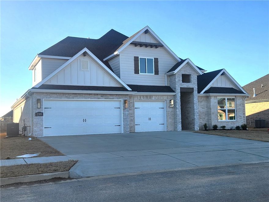 Another wonderful home built by C3 Homes in desirable Arlington Estates - The Sullivan Plan - Spacious. Large families take note.  This home goes on for days. The finish-out quality of countertops, cabinets, and fixtures are commensurate to that of much higher priced homes.  The quality of a custom builder for a volume builder price - start here. Exterior brick, some stacked stone, along with Hardy plank siding, gutters, landscaping and high-end flooring.  For $214 per square foot there is no better value in NWA - A written agreement in January will result in $2,500 additional funds towards buyers closing costs or Insurance or any other upgrade - perhaps a new fridge?  Come see for yourself today.