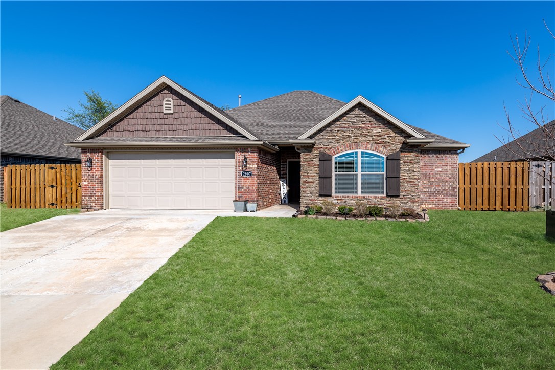 Meticulous, Like New Home Complete With Custom Features! Beautiful Stone Accent Adorns the front of the home, along with Delightful Landscaping creating an Inviting curb Appeal. Covered Patio & Green Space in back provide a peaceful setting for relaxation, privacy & retreat to enjoy your favorite beverage, mornings or evenings. Other Bonus Features Include Real Wood floors in the living room, Built In Cabinets in the utility room & Built In Shelving in the walk in closets. Built Ins always provide additional function & organization...and who doesn't need that!? Gas range & fireplace, upgraded French door refrigerator with pull out freezer, French drain in backyard, additional electric outlets in pantry & garage. Security System (motion, camera/voice surveillances), supplemental garage refrigerator & outdoor gas line hooks directly to the Conveying Grill. Immaculate Care shows both indoor & outdoor with routine 3 month yard treatment & pest prevention. Welcome Home to Affordable, Charming & Exceptional Living!