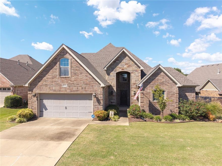 Welcome to the desirable Brighton Place neighborhood! This well-maintained home is ideally located near shopping, schools, and the hospital, offering comfort and convenience. Recent updates include a new roof and HVAC for peace of mind. The kitchen is a highlight with granite countertops, gas range, pantry, new dishwasher, and refrigerator. Enjoy a cozy breakfast nook or formal dining room for entertaining. The spacious family room offers a gas fireplace and crown molding, while the main-level primary suite features crown molding, a sitting area, and a luxurious en suite with tiled shower and walk-in closet. Upstairs has two bedrooms plus a versatile bonus room that could be a game room or fourth bedroom. The backyard includes a wood privacy fence, covered patio with ceiling fan, and sprinkler system. Neighborhood amenities include lake access and a scenic walking trail. Thoughtful updates and great features make this home move-in ready!