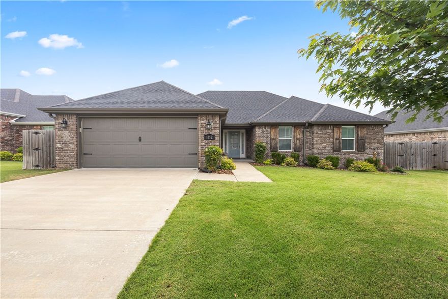 Welcome to the Hamptons in quiet southeast Fayetteville where you'll find this all brick, well-maintained home. This is a great split-bedroom plan with open-concept living space. Living room features include vaulted/beamed ceiling, wood floors, gas log fireplace, and loads of beautiful natural light. The large eat-in kitchen has granite countertops and stainless appliances, including gas range and refrigerator. Outside, you'll enjoy the large fenced backyard with partially covered extended patio. OPEN HOUSE this Sunday 2:00-4:00!