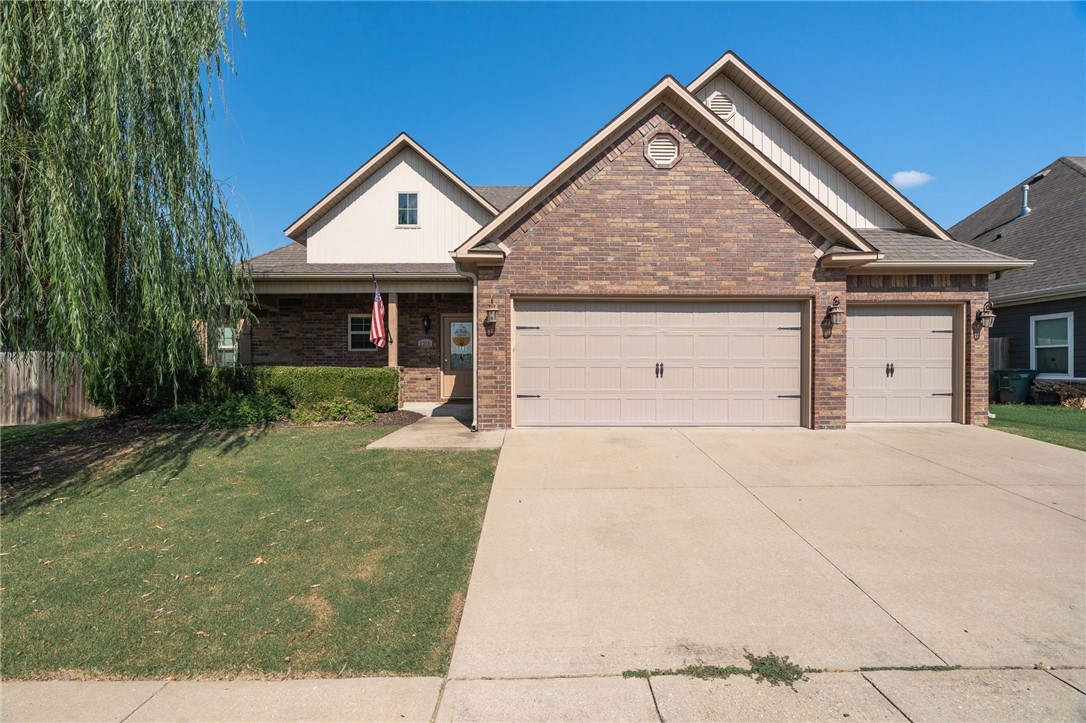 Charming Craftsman-style home with 4 bedrooms and 3 bathrooms, located in Riverwalk Subdivision. This inviting residence features beautiful wood floors throughout the open living areas and kitchen, where you'll find a fantastic space with a large granite island, farmhouse sink, built-in microwave, pantry, and glass cooktop. The split floor plan offers a private owner's suite with a large walk-in closet with built-ins, double vanity sinks, a walk-in shower, and a whirlpool tub. Expansive picture windows fill the home with natural light. The fenced-in backyard and community amenities, including a pool, walking trails, and White River access, complete this desirable home.