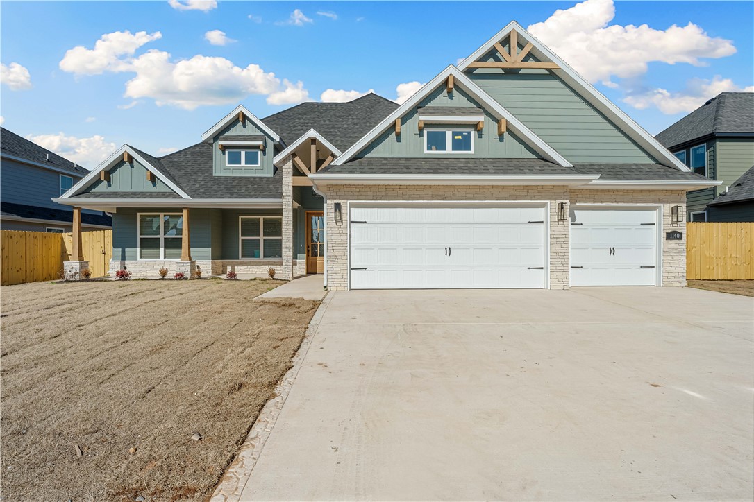 Welcome to Maple Estates, located in Centerton, AR, just 6 miles from downtown Bentonville. This community offers convenient access to schools, shopping, and entertainment.The Kenley plan boasts 3,046 square feet of well-designed space, featuring 4 bedrooms and 3.5 bathrooms. Every inch of this home is thoughtfully crafted, combining functionality with elegance. The open-concept living area includes a kitchen that seamlessly flows into the living room, which is highlighted by vaulted ceilings. All bedrooms come with walk-in closets, offering ample storage throughout the home.In addition to the 4 bedrooms, the home includes a downstairs office space and an upstairs bonus room, perfect for various uses. A 3-car garage provides plenty of parking and storage options. Enjoy the outdoors with covered front and back patios, with the back patio featuring a cozy fireplace, ideal for relaxing or entertaining.Additional concessions include $7,500 in closing costs from the builder and up to $5,000 from a preferred lender.