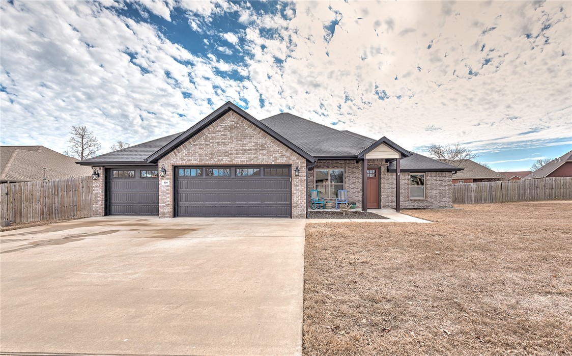 This charming residence boasts 3 bedrooms, 2 bathrooms, and a spacious 3-car garage on a sizeable .38-acre lot, positioned as one of the largest parcels within the subdivision. Nestled near a cul-de-sac at the rear of the neighborhood, this home has been meticulously updated with modern amenities and tasteful enhancements. Recent upgrades include a GE microwave and vent hood installed in 2023, a new refrigerator in 2022, a garbage disposal replacement in 2024, motorized blinds in the living room, formal dining area, and breakfast nook, a new roof added in 2018, refreshed cabinet surfaces, freshly painted front door, floorboards, and door trims as of February 2025, recaulked windows, and replacement screens. The entryway features a stunning pale pink Rose Sharon bush, complemented by a variety of vibrant mint plants with purple flowers. Additionally, the front of the home boasts a delightful mix of white and pink flowering plants. Mud room/cubby by the garage door, 65" Tv in the living room conveys.