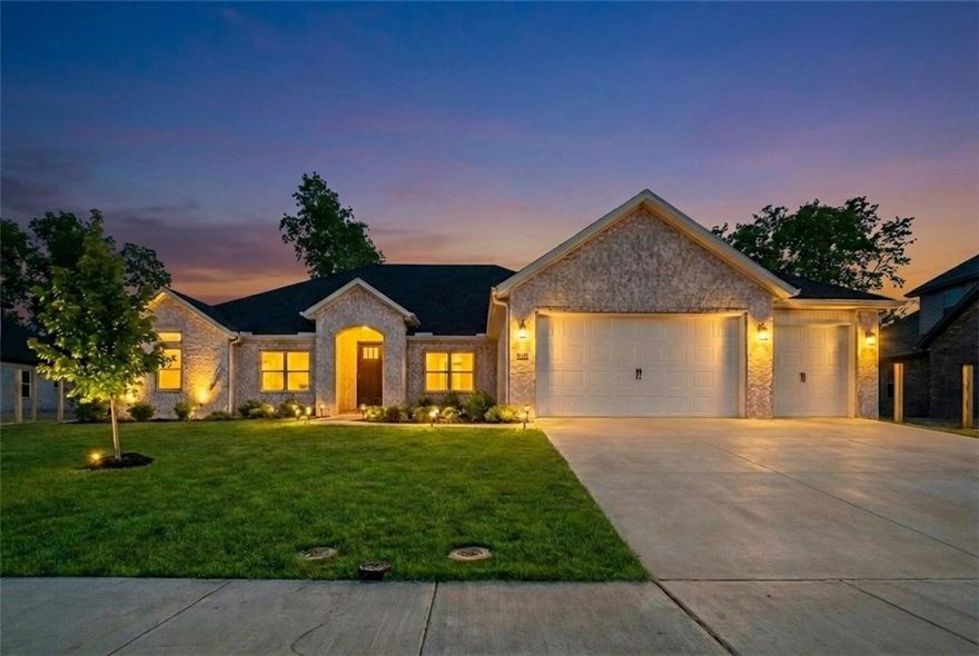 This stunning one-level home features an open floor plan with 5 bedrooms and 3.5 bathrooms. The kitchen includes double ovens, quartz countertops, and custom cabinetry with soft closed doors and drawers. The spacious primary suite offers a large walk-in closet, double vanity, and tiled shower. Beautiful finishes throughout, plus a covered patio with a fireplace for outdoor entertaining. The builder is offering $2,500 towards closing costs or a rate buydown. Preferred lender incentives available.  The estimated completion date is mid-January. Pictures are not of the actual home, but a similar plan and finish.