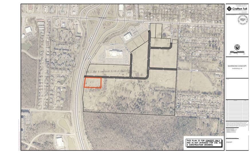 Incredible Certified Opportunity Zone property!  Perfect place to locate your business in this central, easily accessible location.  Photo shows streets to be put in.  High visibility, hard corner property will have street frontage on Futrall Dr. and Marinoni Drive.  Zoning approved for density, up to 7 stories, administrative approval.  Price includes streets and water and sewer to the site.  State law prohibits retail liquor (liquor stores) within 500 feet of a church, however, restaurants offering alcohol and the like, are permitted.  More property is available. Owner must approve of use.