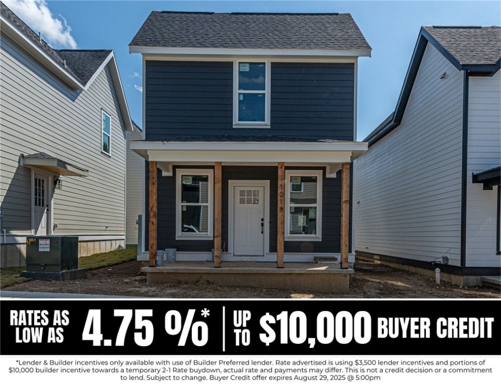 RATES AS LOW AS 4.75% when lender credit & portions of builder incentive are applied to a temp 2-1 buy-down! $10,000 Builder incentive w/ use of Preferred Lender. Pref Lender offers additional $3,500 credit toward rate buy-down. Incentives expire 8/29/25 @ 5PM* (OPEN HOUSES hosted @ MODEL HOME: 1015 N Laramie Heights) Welcome to Southern Woods! A Trailside Community at the base of Centennial Park 2022 Top Outdoor Facility Rating) Location offers access to miles of trails, greenspaces with paved pathways, & bicycle stalls, minutes away to shopping, food, I-49, & University of Arkansas! 3 BEDROOM DUPLE floor plan feat: a covered front porch w cedar post, open concept first floor w 9’ ceilings, LVP floors, & kitchen w 3cm granite counters, tiled backsplash, center island, stainless steel appliances! Main floor primary bedrm, walk-in closet & ensuite! Upstairs 2 Bedrms w/ walk-in closets & ensuites & laundry rm! Perfect for homeowners & investors! POA $35/mo incl lawn mowing! Join this community in a premier location!