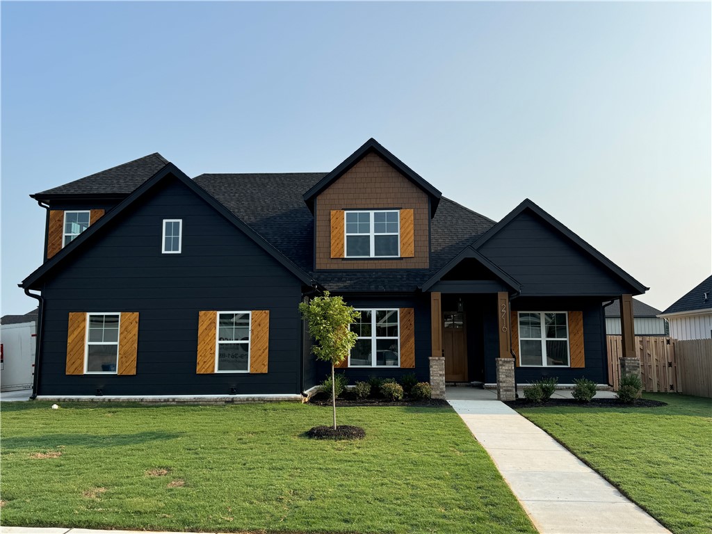 Another quality new construction home is available in the desired Crescent View Subdivision! This home boasts 4 bedrooms, 3 bathrooms, bonus room, 3 car garage, and a great layout. Kitchen is equipped with gas cooktop, built-in oven & microwave, large island with waterfall granite, & eat-in dining area that is all open to the living room. Downstairs has the office, primary suite and BR 2. Bedrooms 3-4, bonus room and a full bathroom are all upstairs. Enjoy grilling or hanging out on the covered back patio. Located steps from Janie Darr Elementary and the new Mt Hebron Park. Subdivision is close to XNA, I-49, shopping, dining, and entertainment.