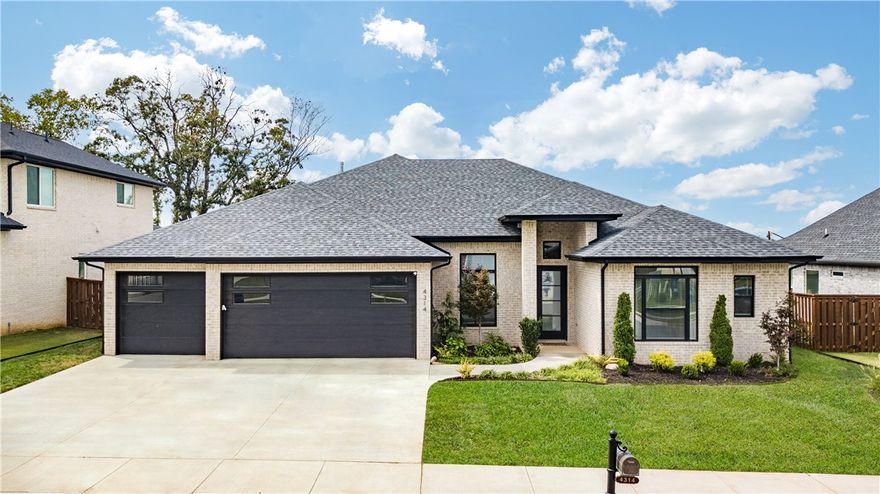 Come home to this luxury gem nestled in the gated Scissortail Neighborhood of Bentonville. It's a stylish single-story residence with a modern, open-concept design. Many large windows bathe the home in natural light. It features 4 bedrooms (4th bed an ideal office) 3 bathrooms, luxurious primary bath with a freestanding tub, walk-in closet in primary suite, ample storage, smart home wired. Expansive living, kitchen, & dining area, ideal for hosting gatherings. The kitchen features quartz countertops, a striking waterfall-edge island, top-of-the-line appliances, under-cabinet lighting, & a spacious pantry. A bonus room with wet bar provides additional space for entertaining. Home includes over $30,000 worth of premium upgrades. Outside, enjoy landscaped front yard with a sprinkler system, fenced backyard, & covered patio with an outdoor fireplace. Residents will appreciate neighborhood amenities, including a pool, gym & playground at the Scissortail Clubhouse, all within walking distance to Evening Star Elementary.