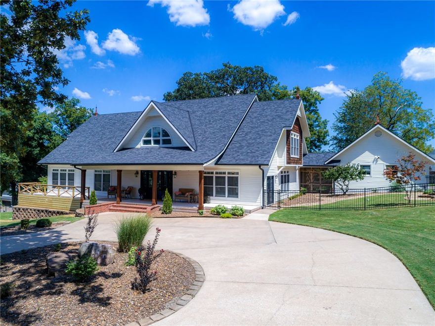 Must see property! Serene, unique, cozy. Imagine a beautiful fall morning, while you sip your coffee, on your private, country-wrap-around porch. From all angles, you’ll have beautiful views of your 2.59 acres. Location could not be more perfect! Just minutes from Bentonville city life, yet far enough to be a private oasis. This lovely farmhouse-styled home is the original homestead in Chattin Valley, and boasts the largest lot in the neighborhood. For additional privacy, this property has a private, tree covered driveway leading to the home.Complete with a beautiful gunite pool, freshly refinished with a smooth epoxy. Perfect for your family barbeques. Entertainer's delight! Large kitchen w/ double ovens, island, & ice machine. 4 living/game/movie room options, new roof & sprinkler system, cozy front porch with outside fans, screened in breezeway from a massive 3-car garage to the house. New Iron fencework. 2 Outbuildings: approx 960sqft & 1070sqft electric to both. Don't let this one-of-kind property get away!