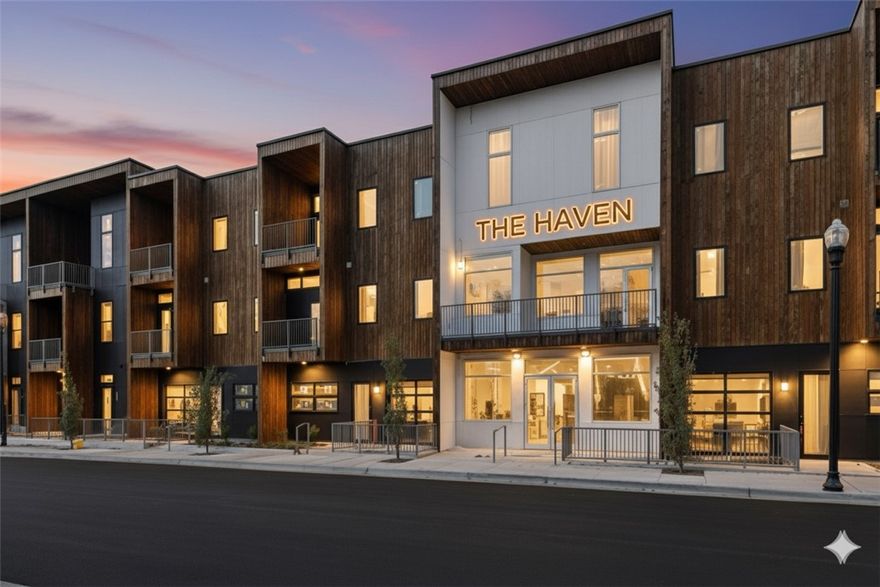 Welcome to THE HAVEN, a collection of 29 luxury residences where architectural sophistication meets ultimate urban convenience. This flat is positioned to offer a dynamic lifestyle with unparalleled walkability. Step inside your open-concept sanctuary bathed in natural light. The kitchen is anchored by a waterfall-edge island, top-tier appliances and custom white oak cabinetry. The primary suite features a translucent glass privacy panel allowing you to customize the space between an airy studio feel and total privacy. The walk-in closet leads to the bathroom with a tiled accent wall and a triple-head shower with a comfortable bench. The versatile second room off the kitchen also features a privacy panel and a built-in workstation/wardrobe, making it an ideal flex-space or sophisticated home office. With private garage access directly into the community and a coveted location between the new WM campus and Bentonville Square., you are moments away from the city's best coffee, dining, and cultural attractions.
