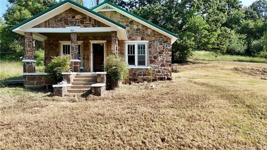 This 2 bed, 1 bath historic rock home is full of character and ready for your finishing touches. The owner has already updated the electrical and plumbing systems, kitchen cabinets, and a dishwasher. It has a newer metal roof. Sitting on a spacious 1.06-acre lot, the property also includes a storage building, metal utility building, and detached carport. Cash or in-house financing only. A great opportunity to bring this classic home back to life!