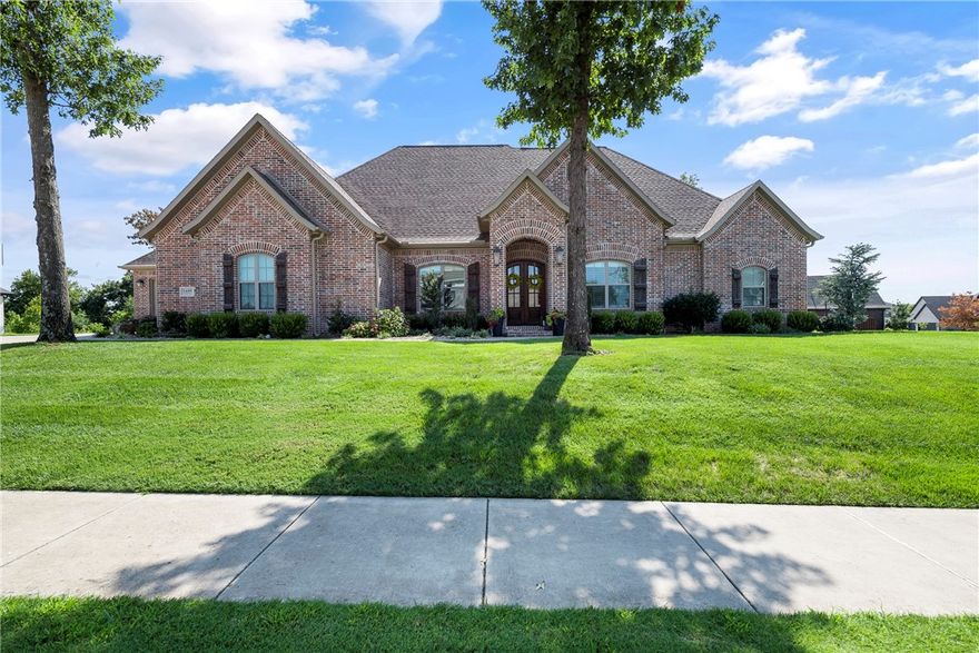 LIKE NEW, Gorgeous TRUE Custom Home! Coler Bike Trail access AT the back of the property! Very large treed flat lot in ANGEL FALLS! 4 bedrooms on the main level! 4 FULL baths. 4 car garage. The list of upgrades in this home is LONG! Large walk in pantry, 5 burner gas cook top, double ovens, pot filler, an amazing mud room with drop zone and desk, extra storage, extensive custom cabinetry in the office, living room, laundry, owners suite bath has STACKS of drawers and TWO closets! From the wood floors to the tile surrounds in the secondary baths, they left nothing to WANT for. Tesla charger, Storm shelter, irrigation, central vac with sweep feature in the kitchen, under island storage, pull outs in cabinets, plantation shutters, beams galore, secondary bedrooms with walk in closets, storage hidden under the stairs behind the bookcase, SO much storage, grilling station and fire pit in the patio area... simply can't list all of the extras. ABSOLUTE MUST SEE!