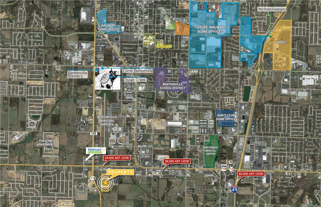 4.56 +/- acres of prime development land for sale in southwest Bentonville near
the intersection of I Street and Highway 12. This land is perfect for commercial
development with new retail opportunity, medical and entertainment located
nearby. Potential for multi-family, office, medical office or retail use.
