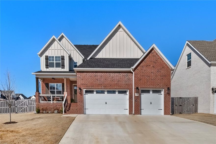 Stunning Modern Home in Bentonville and the highly sought after Clarendon Heights Subdivision
Welcome to 5910 SW Hawkes Dr., a beautifully designed and meticulously maintained newer home built in 2022, offering 3,000 sq. ft. of spacious living. With 5 bedrooms and 4 bathrooms, eat in kitchen  this home boasts an open floor plan filled with natural light and high-end modern finishes. Enjoy the luxury of 10' ceilings on the first floor, creating an airy and inviting atmosphere. The thoughtfully designed layout provides ample space for comfortable living and entertaining. The sleek, upgraded kitchen flows seamlessly into the living and dining areas, perfect for hosting guests. Located just minutes to Central Park Elementary School. Don’t miss your chance to own this elegant, move-in-ready home! Schedule your private showing today.  Kids slide/climbing gym does not convey.  3 car garage (epoxy), study, sprinkler system, central vac, covered patio with gas fireplace, 2-50 gal water heatersw/circulation pump