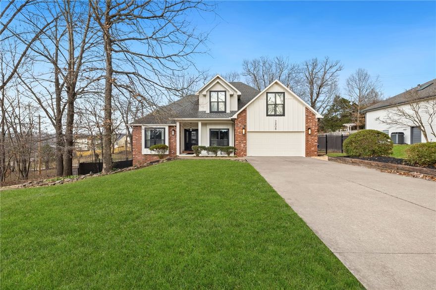 This stunning home is 2 miles from the Bentonville Square.  It is beautifully updated and is perfectly situated in the heart of the Slaughter Pen trail system, with easy access to the Razorback Greenway. Nestled in the highly sought-after Hidden Springs, this home is minutes from downtown, top-rated schools, shopping, dining, and I-49.  The new and updated features of this home are endless w/ full exterior of the home has new Hardie board siding, pool filter, deck, upstairs AC unit, front metal fence and gates and retaining walls in the front and backyard.  Step inside, you will discover a home designed for both comfortable living and effortless entertaining with a new fireplace and large new Pella windows  throughout which bathe the interior with natural light.  New hardwood and tile floors are on all 3 levels and up the staircase.  The kitchen and laundry room were remodeled in 2021 with all new appliances, cabinets and counters.  The lower level is spacious and has sliding doors to the outdoor heated pool.