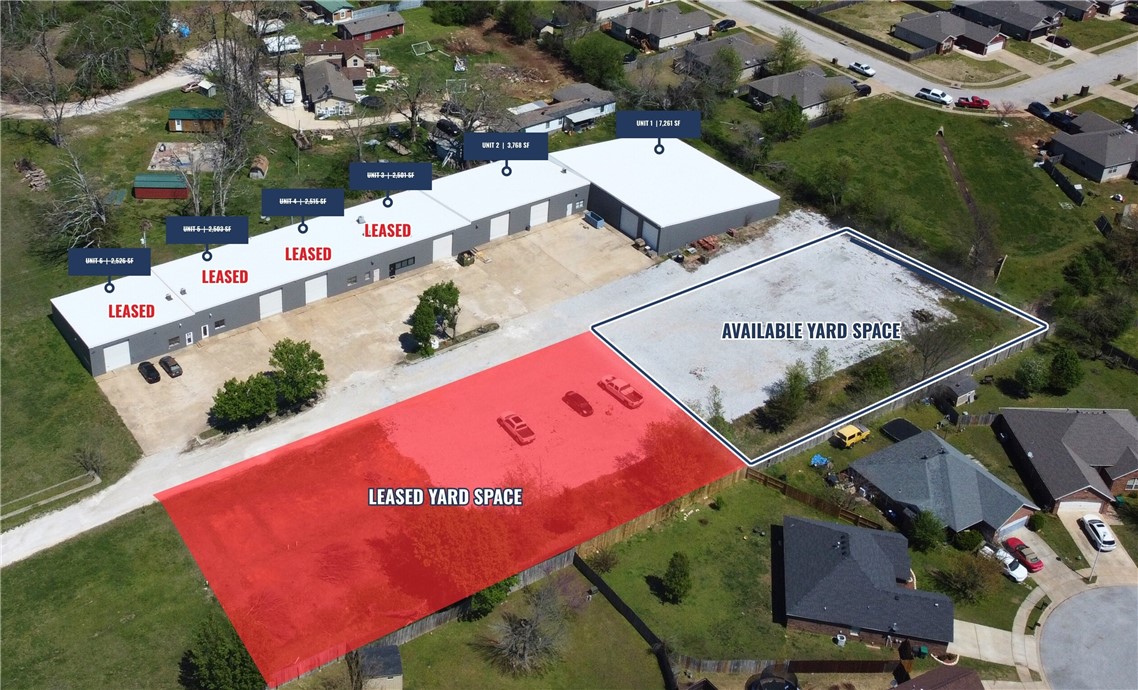 Site overview
Sf available: 3,768 sf ā 11,029 sf.
Rent type: NNN.
Units available: 2 (units can be combined).
Zoning: HC.
Max wall height: 16ā.
Grade level doors: 1-2 per unit.
Yard space: Available upon request.
Unit availability & pricing
Unit 1: 7,261 sf. $8.00 psf.
Unit 2: 3,768 sf. $12.00 psf.
Unit 1 &2: 11,029 sf: $10.00 psf.
Property highlights
Yard space available upon request.
Units 1 and 2 can be combined to total 11,029 sf.
All spaces to be delivered with new office renovations, including new flooring, paint, and fixtures.
Warehouse space to be delivered with new high bay led lighting.
3.2 mile drive to Interstate-49