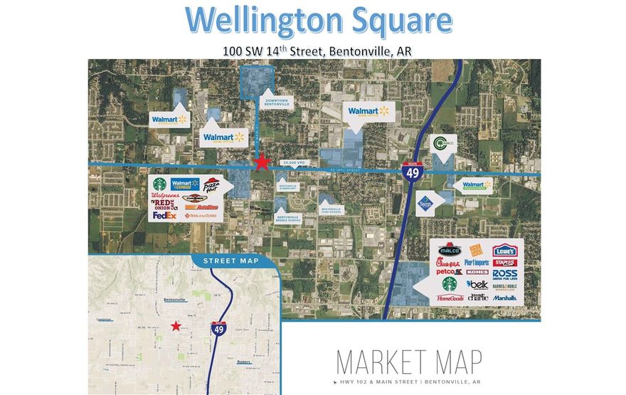 Located in the Southern Gateway to Downtown Bentonville.
33,000+ VPD on Hwy. 102 (14th Street)
Easy Walk/Bide Ride from Downtown
Regional Traffic and Visibility
3 minutes from New Walmart Global Headquarters.