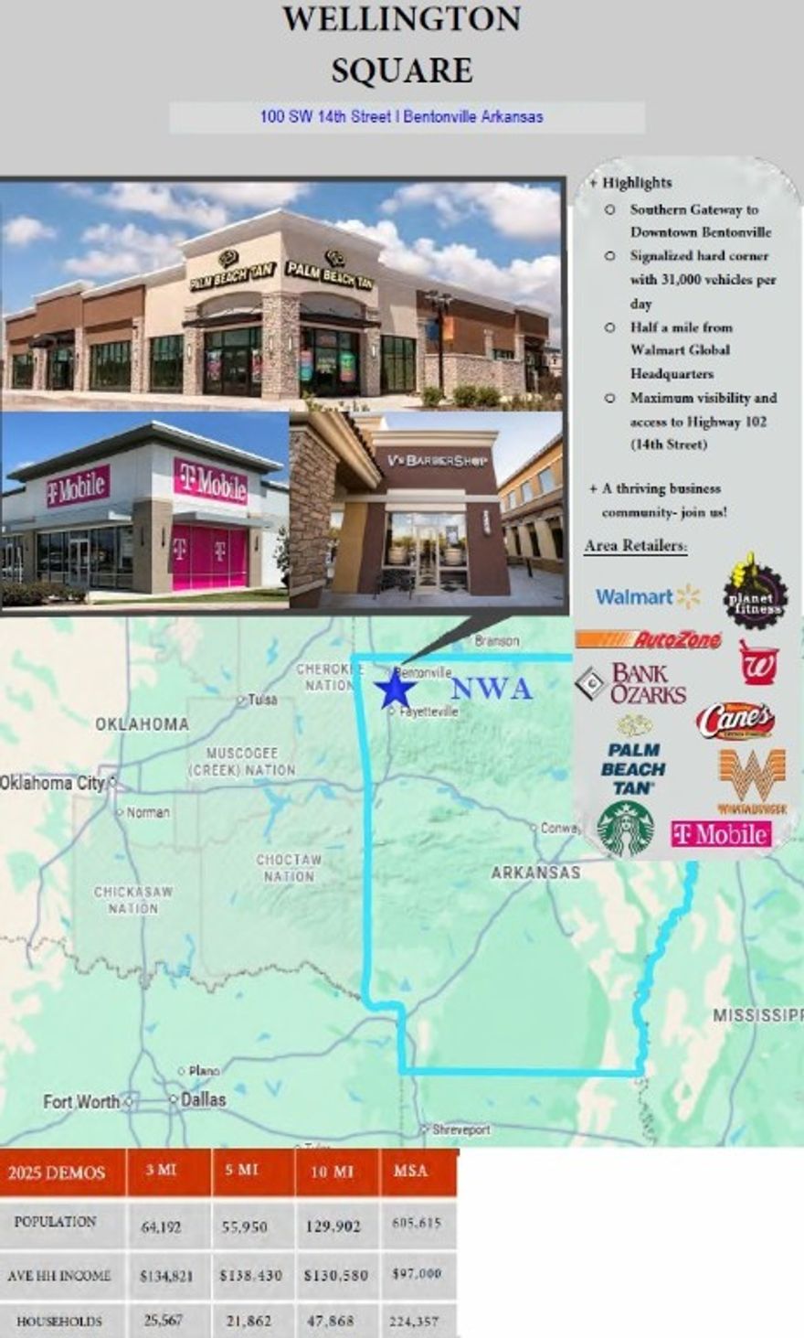 Located in the Southern Gateway to Downtown Bentonville.
33,000+ VPD on Hwy. 102 (14th Street)
Easy Walk/Bide Ride from Downtown
Regional Traffic and Visibility
3 minutes from New Walmart Global Headquarters.
