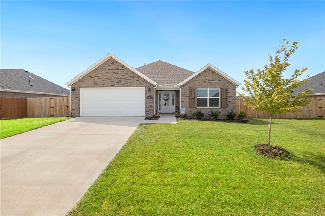 This stunning 3-bedroom, 2-bathroom home in Farmington is just over a year old and boasts modern comfort and convenience. The all-brick exterior ensures durability, while inside, you’ll find luxury plank flooring and vaulted ceilings, creating a spacious and elegant feel. The primary bedroom features eye-catching beams, adding a touch of character to your private retreat. Included with the home are a nearly new refrigerator, washer, and dryer, making this truly move-in ready. Situated on an oversized lot, the outdoor space offers raised garden beds and a storage building that conveys with the property. Don't miss the opportunity to make this nearly new home yours!