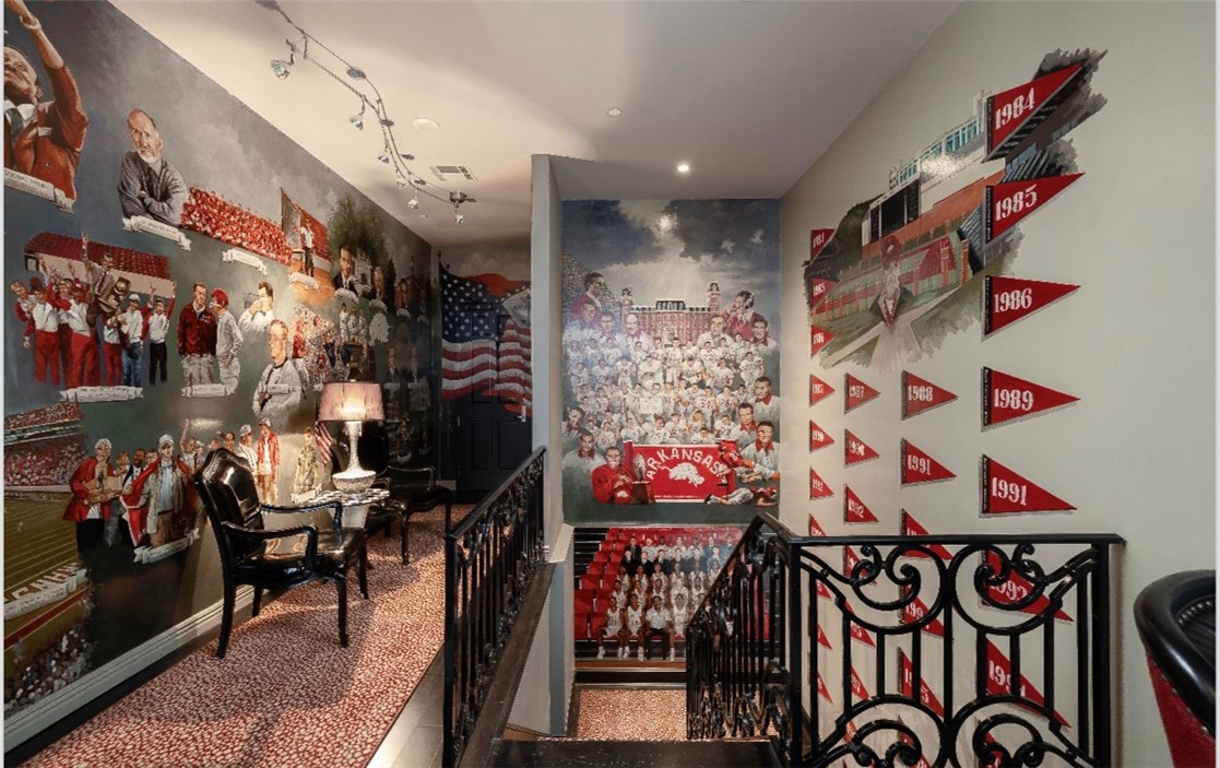 Rare opportunity! Luxury two story condominium in the Legacy Building available to rent. This condo has everything to offer. Includes floor to ceiling windows that overlook downtown Fayetteville and Old Main, a wrap around balcony that extends from Arkansas Avenue to Watson Street, 20+ foot ceilings in the primary bedroom, and one of a kind murals throughout that exemplify the culture of Fayetteville, Arkansas. You are steps away from everything you need - sports, theater, restaurants, shopping, trails, and entertainment. You do not want to miss out on the luxury, location, and convenience that this condo offers.