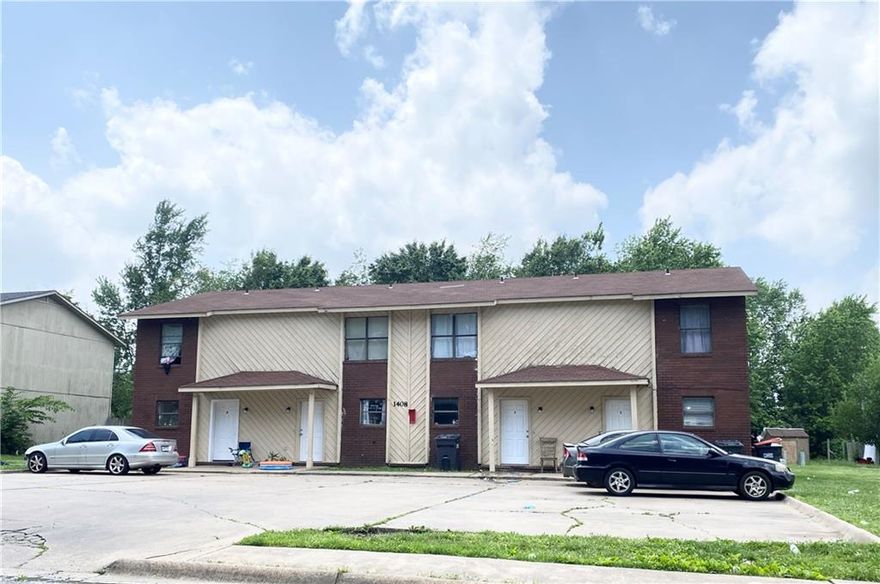 Fully leased Four-Plex: 2 bedroom, 1.5 bath each with large backyard and within walking distance to schools, grocery, shopping and Tyson Home Office. No showings until accepted offer. Please do not disturb tenants. Traditional financing only, seller will not owner finance.