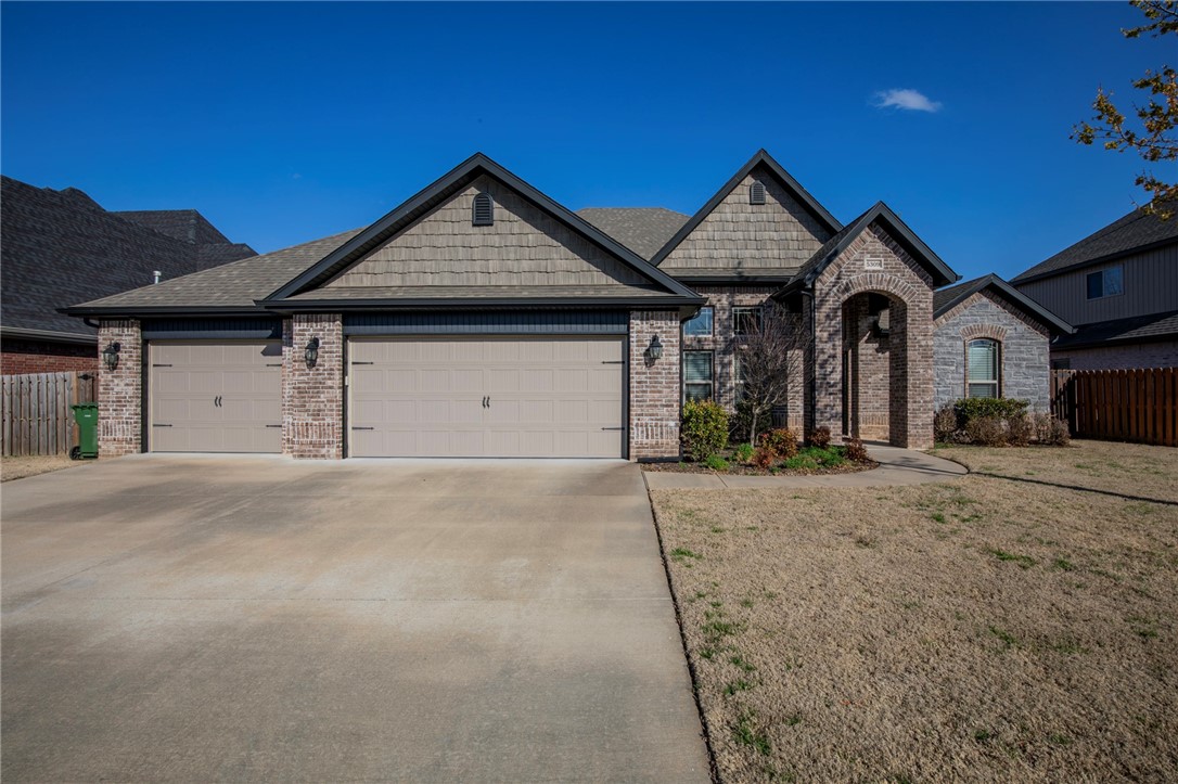 Darling like-new home just minutes from I-49, the Pinnacle Promenade, the AMP, and all "Uptown" Rogers has to offer! So much included all on one level--four bedrooms, three and a half bathrooms, large open kitchen, vaulted and beamed living room, formal dining, eat-in kitchen, and a den that could double as a great office or even a playroom! Awesome multi-season hangout on the back porch with a natural gas grill line, cable television mount and cozy fireplace. Real hardwood floors, granite countertops, and a soothing color palette are icing on the cake!