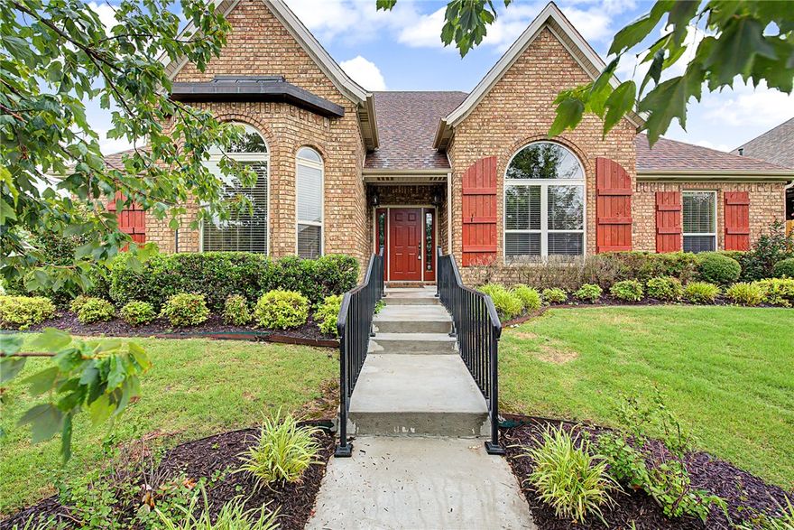 Located in desirable Har-Ber Meadows, this beautiful home offers exceptional design, quality finishes, and amenities including lakes, parks, pool, and clubhouse. The split floor plan features hardwood flooring, crown molding, and thoughtfully designed living spaces. The gourmet eat-in kitchen has granite countertops, stainless steel appliances, pantry storage, and an inviting bar area ideal for gathering and entertaining. The adjacent living and dining spaces provide an elegant yet comfortable atmosphere. The spacious primary suite features a tray ceiling with crown molding, French doors leading to a private patio equipped with 220V for hot tub, a jetted tub, double vanity, walk-in shower, and generous closet space. Additional highlights include a side-load 3-car garage, central vacuum, whole-house speakers, surround sound, sprinkler system, and custom built-in bookcases with a rolling ladder in the front bedroom. New roof 2025. A rare opportunity to enjoy upscale living in one of the most sought-after communities.