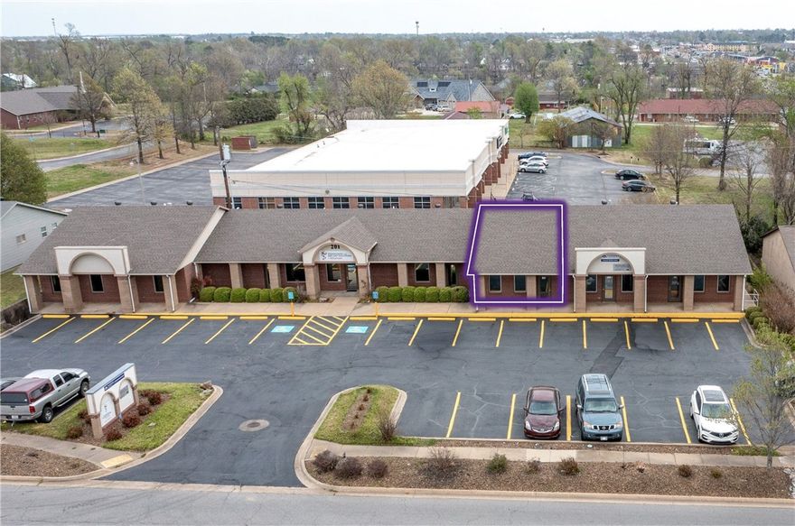Flexible office layout suitable for a variety of professional or service users.  Excellent visibility and accessibility on N 34th St, ideal for client-facing businesses.  Located just off the high-traffic corridor of W Walnut St, which sees over 28,000 vehicles per day.  Situated among a strong mix of established retailers and service providers, including Family Dental Care of Rogers, Martin Attorneys, United Bank, RNR Tire, CiCi’s Pizza, Rogers Bowling Center, Boozman-Hof Eye Surgery and Laser Center, and Realty Title & Closing Services, among many others.  Only 1 mile from I-49, ensuring convenient connectivity throughout Northwest Arkansas. Lease type is Modified Gross.
