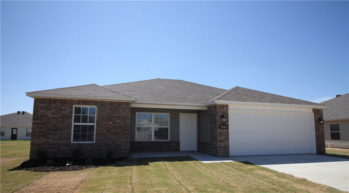 Move in special! Discount on first month's rent (ask for details). This brand new 1,245 square-foot, 3 bedroom, 2 bath home has easy-to-care-for hard-surface flooring throughout. Be the first to occupy this spacious split floorplan nestled between rolling pastures in Bethel Heights. Convenient to JB Hunt, Tyson, Lowell, and downtown Springdale. Enjoy a vaulted living room ceiling leading into a roomy, eat-in kitchen. Check out all of the 3 and 4 bedroom homes available for rent in this neighborhood.