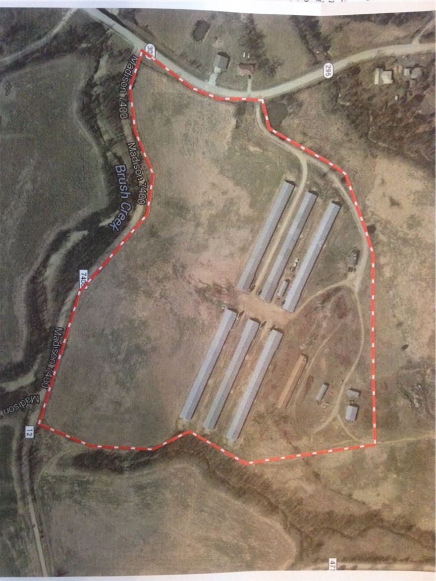 6 poultry houses (43x500) built in 2000, Steel Trusses with 38 Acres mol (survey will be required), George's poultry contract in place, Natural gas (rare find), also a compost, machine shed, well house and hay barn.  Reported income $279,000.00; however, the Seller is making the following updates prior to closing for the new Buyer:  New cool cells, New water nipples, New 52" fan (each house) and New cool cell curtains.  The integrator may consider allowing someone to build new houses on the acreage???