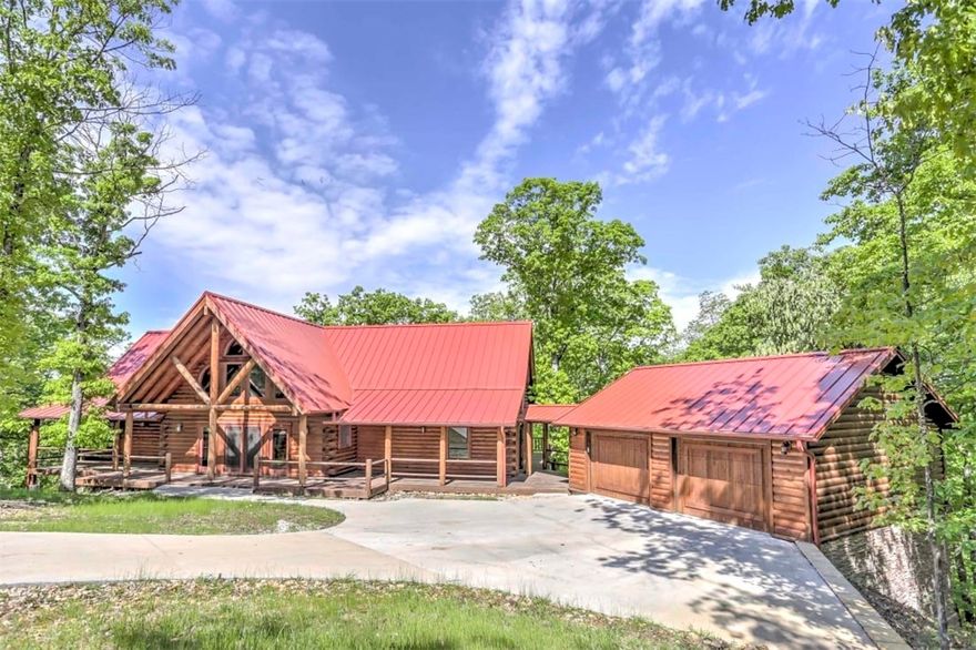 Looking for a Beautiful Beaver lake view home without all the restrictions? You've found it! This Custom built timber frame cedar "Real Log Home" is located on 7.88 UNRESTRICTED acres which allows you to use it as a Primary residence, or if using it part time, you can rent it out as a VRBO for extra income. The property is being offer complete with all furnishings, fixtures & appliances so you can begin your Lake Life immediately after closing. The home is currently 3350 sq.ft., but could easily be increased. There are two large unfinished areas you enter from the outside on the lower level which could be made into more bedrooms or living areas with heat and ac available to tie into. You'll also enjoy the large decks and fire pit while taking in the beautiful views of Beaver Lake. Starkey marina is only 2.4 miles away for all your boating needs. This property is currently used as a nightly rental and cannot be shown when rented so book your showing ahead. Don't let this one slip away, schedule your showing today!
