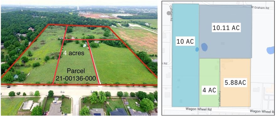 Make your mark in one of Springdale's centrally located corridors conveniently situated between I-49 and heavily trafficked 71-B. Average vehicles per day 17K on Wagon Wheel Road and 25K on 71B. The sites are ideal for residential development, office space, business strip center, storage, and more. The properties are zoned for residential and agriculture, and adjacent to commercial. Contact the city for commercial zoning approval. Fantastic opportunity for investors of all kinds; purchase the entire bundle or use a smaller parcel to build a secluded oasis. Call today to tour or for more details! This property can be zoned for multi-family and commercial. Please reference MLS 1287440, 1246313, 1287463, 1287468.  BACK ON MARKET THROUGH NO FAULT OF SELLER.