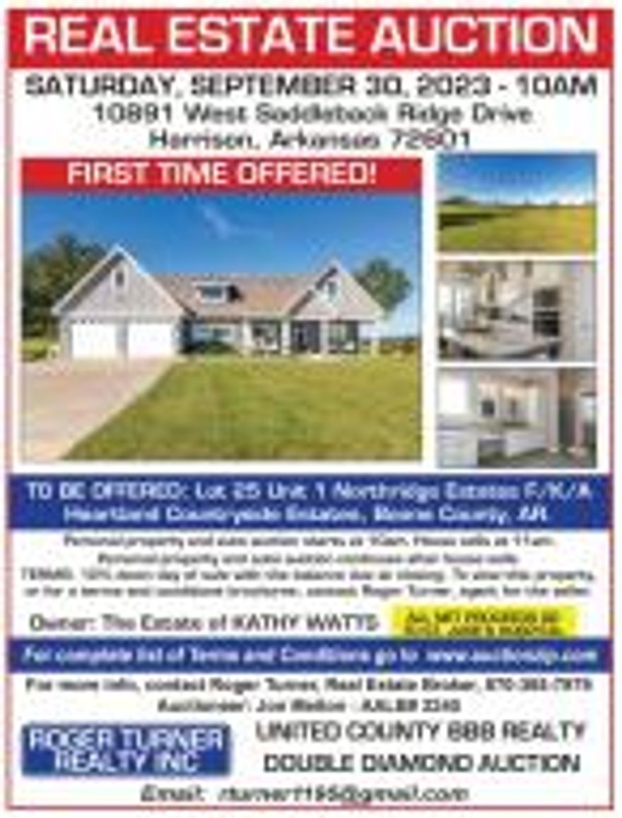 Home is being sold at Auction 09/30/2023.Home was built in 2019.  Exterior features - Vertical Concrete Board siding with Batten Board Accents & faux stone to complete the stunning home. Spacious concrete covered front porch & covered back patio. 3 Bedroom, 2 1/2 bath home with 2 car garage. Interior Features custom granite  counter-tops & custom cabinets through out the interior,  Foam insulation, and don't  miss the 22KW generator Vinyl Plank & Tile flooring.  Gas log fireplace in the living room,