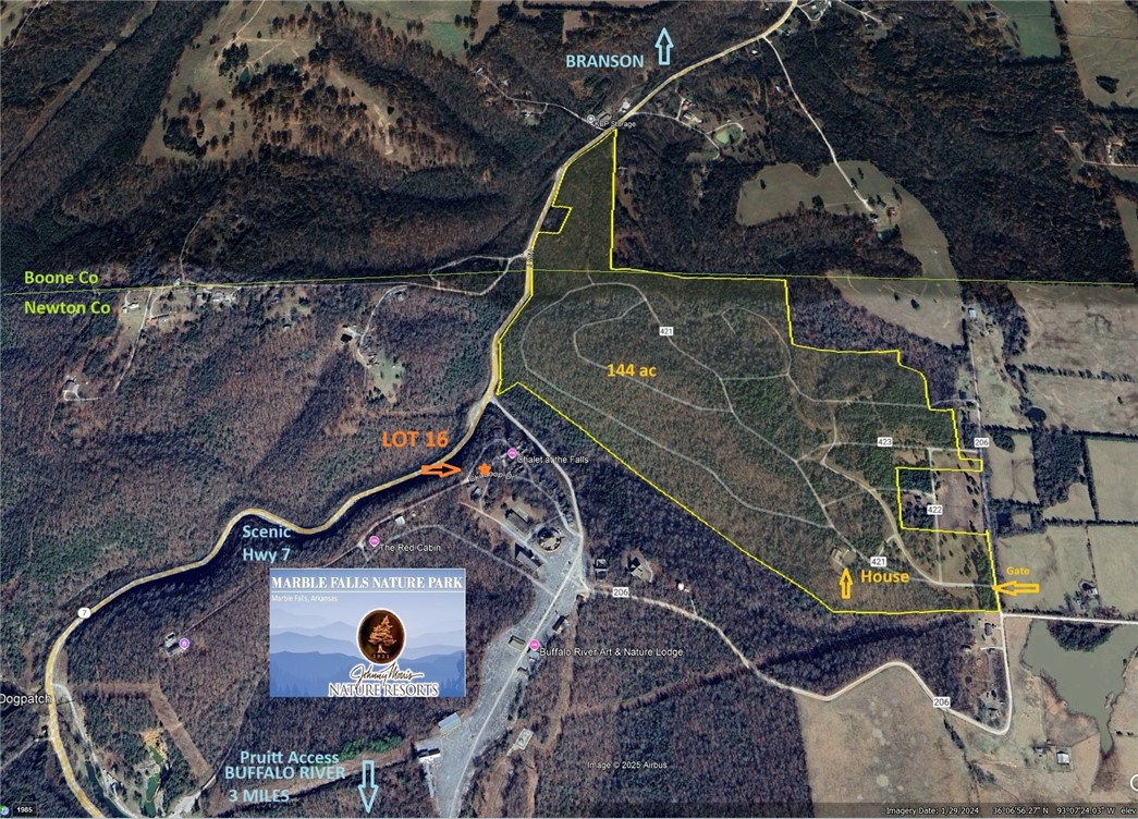 This very nice oversized lot is located in beautiful Marble Falls in the Ozark Mountains and Buffalo National River Park Region in Arkansas' outdoor adventure mecca: Newton County. Located adjacent to future home of Johnny Morris and Big Cedar's Marble Falls Nature Park development. Great investment opportunity for a resort home or nightly or monthly rental. Near the Ozark National Forest and just a short drive from Jasper, Harrison and Branson. This central location is convenient to the best swimming holes, hiking, canoeing, fishing, ATV riding and awesome other outdoor activities.