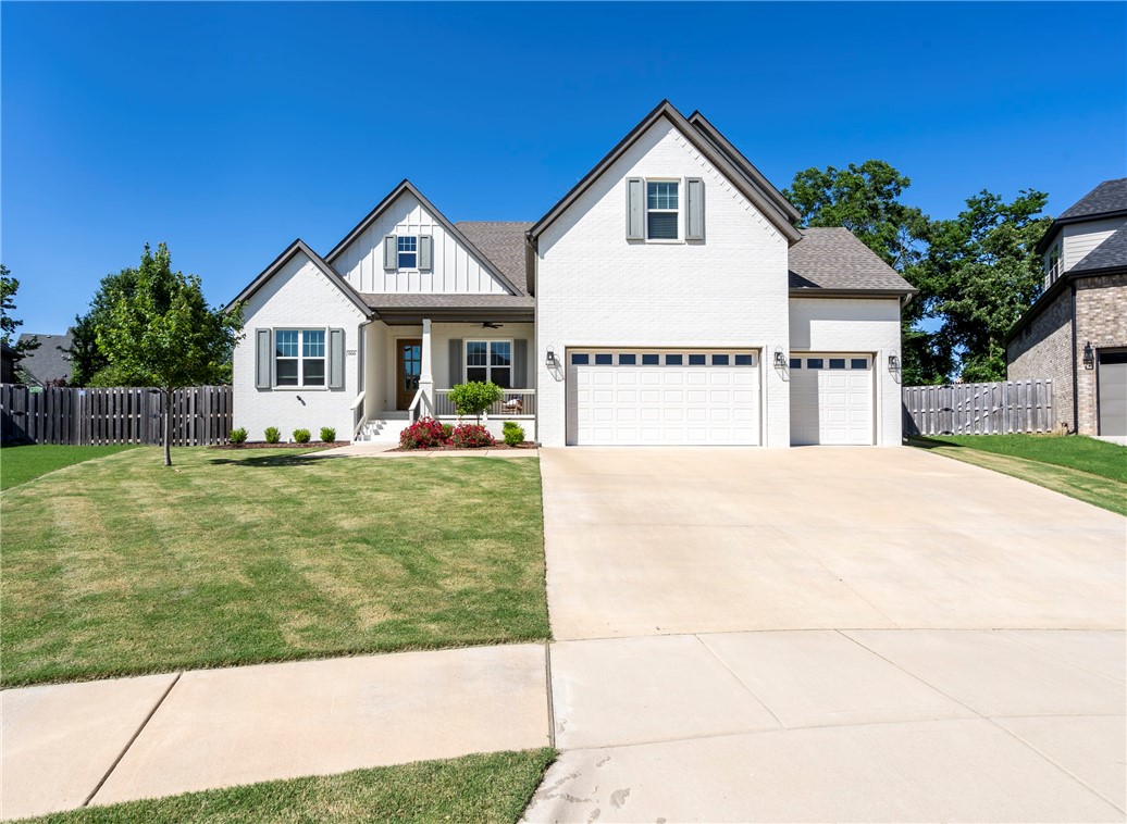 Welcome Home! This gorgeous 4 bed, 3 bath home built in 2021 offers style, space & convenience, min from schools, Hwy 112, trails & more. From covered front porch, head inside to bright open-concept living w/ wood floors, vaulted ceilings w/ wood beams, built-ins, & a fireplace perfect for gathering. Off the living, a dedicated office. A stunning L-shaped kitchen (granite countertops, stainless steel apps, gas range, double oven) w/ oversized island invite both cooking & conversation. Formal dining just off the kitchen. The main-floor primary suite is like a retreat w/ spa-like ensuite feat dual vanities, walk-in shower, private toilet, & walk-in closet w/ access to laundry (w/ utility sink, hanging rods & addāl storage). Two more bedrms & a full bath on the main floor. Built-in hall tree offers addāl storage on the way upstairs to the 4th bedrm, a full bath & bonus rmāperfect for movies, hobbies, or guests! Out back, the covered patio & fenced lawn set the stage for summer evenings. Don't miss out, act now!