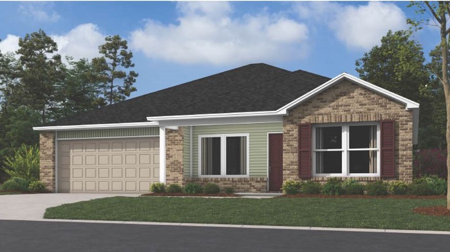 Introducing the stunning Carnegie plan, a home that boasts exceptional curb appeal with its cozy covered entryway and beautifully landscaped front yard. This inviting residence features four spacious bedrooms and two modern bathrooms, along with a large living room perfect for gatherings. The well-appointed kitchen is fully equipped with energy-efficient appliances, abundant counter space, and a convenient pantry for all your storage needs. Additionally, the laundry room, located just off the garage, enhances functionality for families of any size. The master suite is a true retreat, featuring a generous walk-in closet. Discover the charm and comfort of the Carnegie plan today!