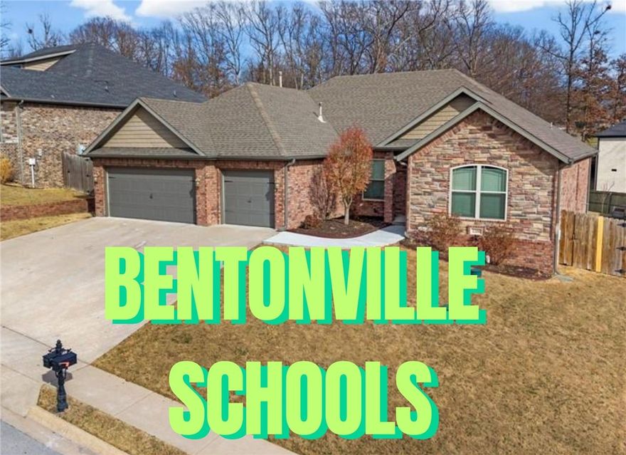 Welcome to this stunning 4-bedroom, 2-bath home, zoned for the top rated Bentonville Schools. With an expansive open-concept floor plan, the heart of the home is a chef-inspired kitchen featuring a massive social island, premium appliances (including a 2021 dishwasher), and an oversized walk-in pantry with storage capacity that truly impresses. The interior shines with brand-new carpet (2026) and a fresh, neutral palette throughout. Major high-ticket updates provide ultimate peace of mind, including fully replaced ductwork (2025) for peak HVAC efficiency and climate control. A versatile bonus room offers the perfect footprint for a dedicated home office, gym, or game/playroom. Whether hosting summer BBQs or enjoying a quiet evening, the covered patio and outdoor fireplace create a serene year-round retreat. Situated in a prime location with professional landscaping and a floored attic for maximum storage, this home is perfect!
